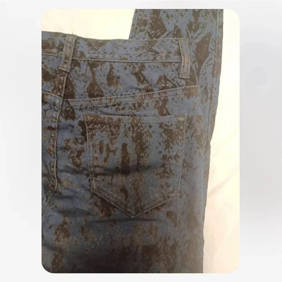 Free People Blue Black Velvet  Snake Print Accent Skinny Jeans Size 25 - Picture 6 of 10